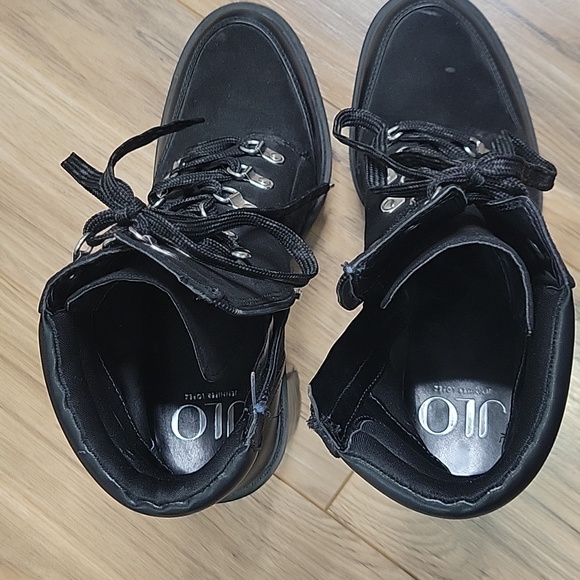 J LO Black Rigly Lace-Up Ankle Boots - Picture 12 of 15